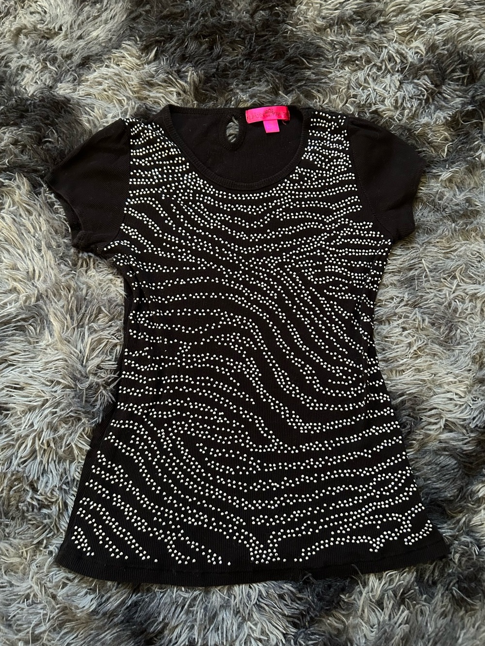Almost Famous Zebra Rhinestone Y2K Top